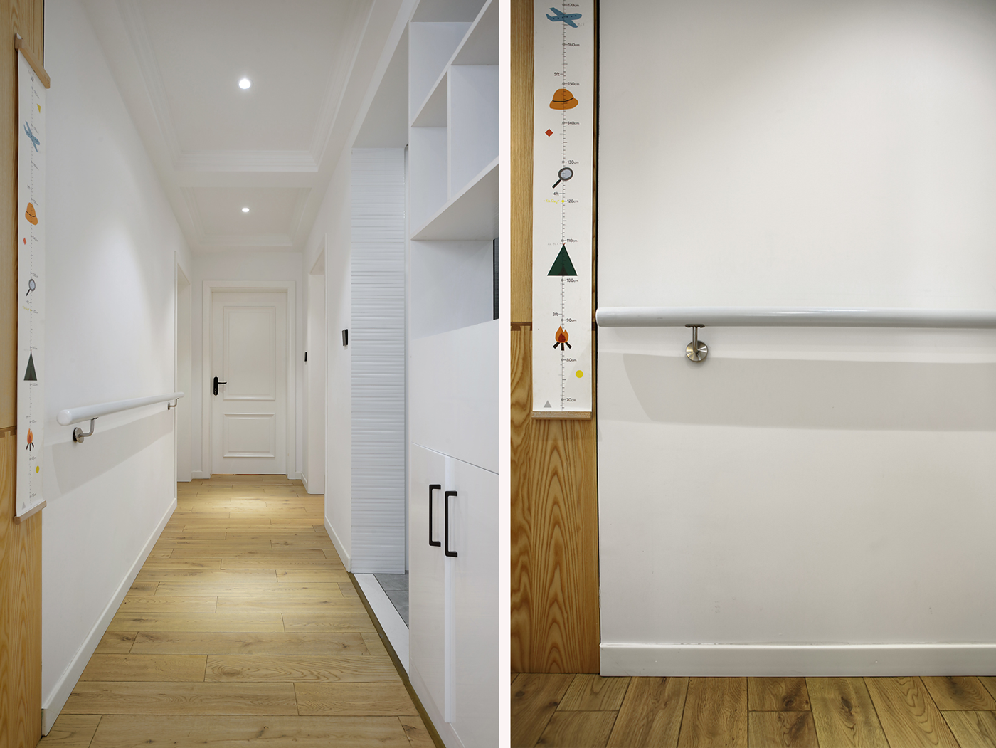 设计师贴心地根据老人的身高,安装了90cm高度适合的安全扶手